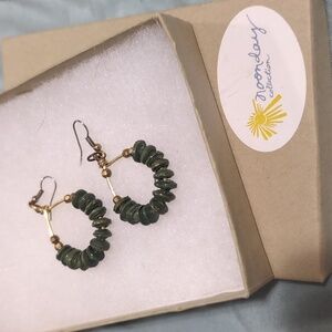 Noonday jewelry green paper beaded earrings